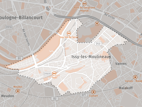 Carte d'Issy-les-Moulineaux pour gestion locative